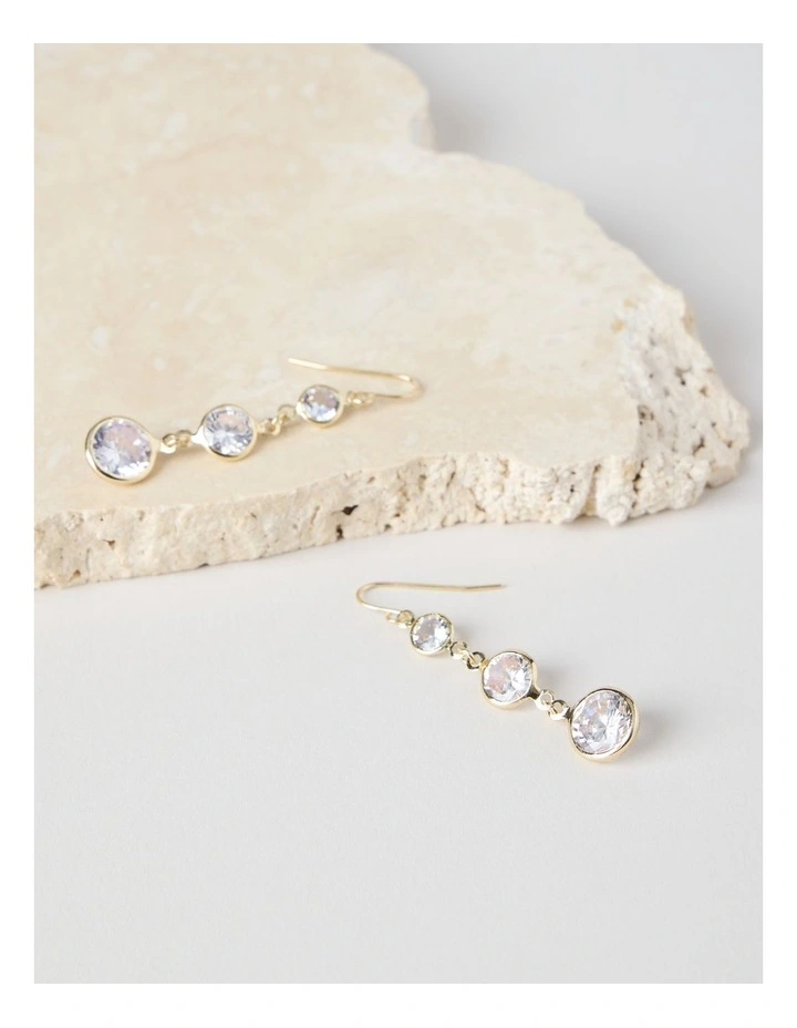 Round Drop Earrings in Gold image 2