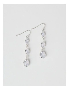 Round Drop Earrings in Silver