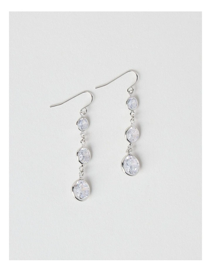 Round Drop Earrings in Silver image 1