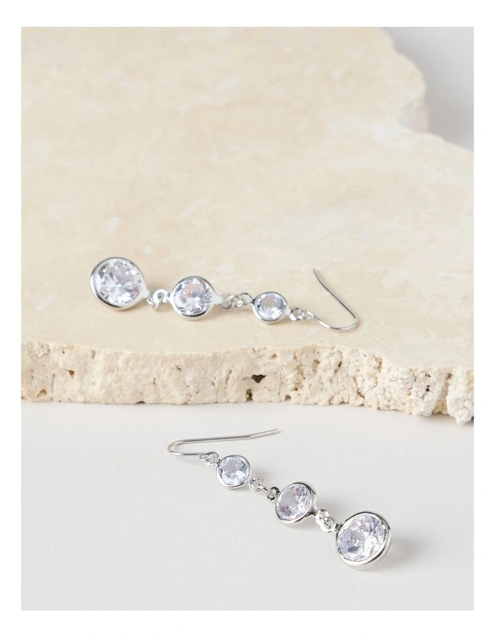 Round Drop Earrings in Silver image 2