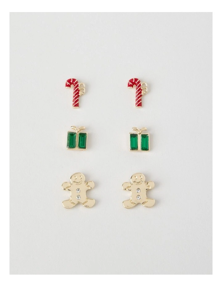 Novelty Gingerbread Christmas Earring Set 3 Pack image 2