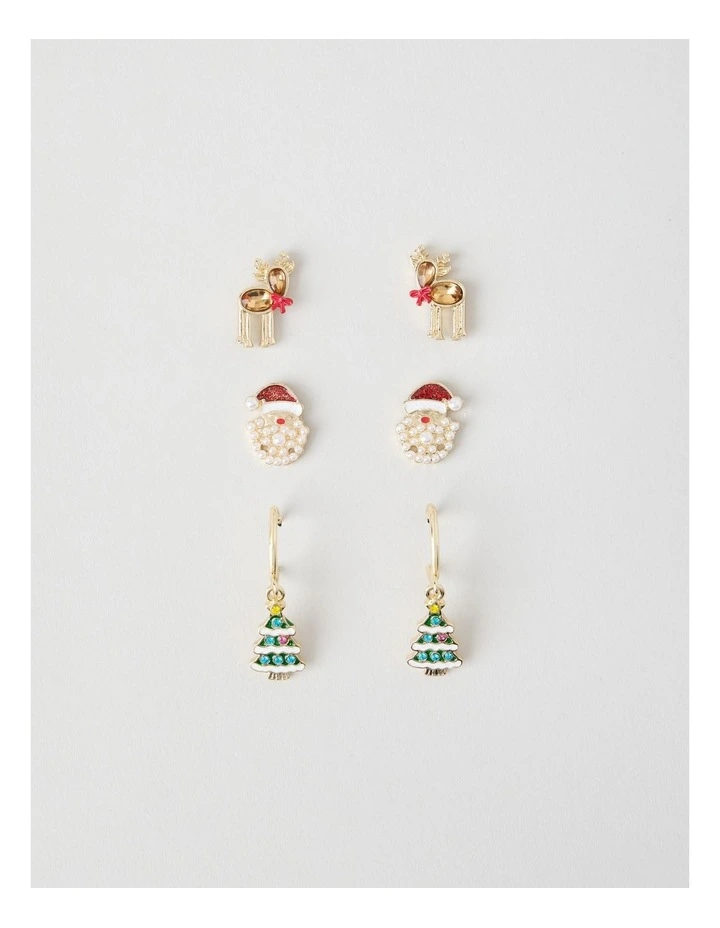 Novelty Santa Christmas Earring Set 3 Pack image 1