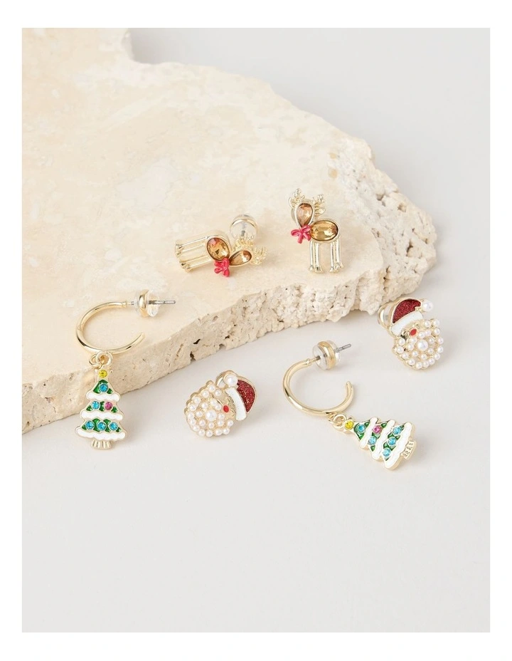 Novelty Santa Christmas Earring Set 3 Pack image 2