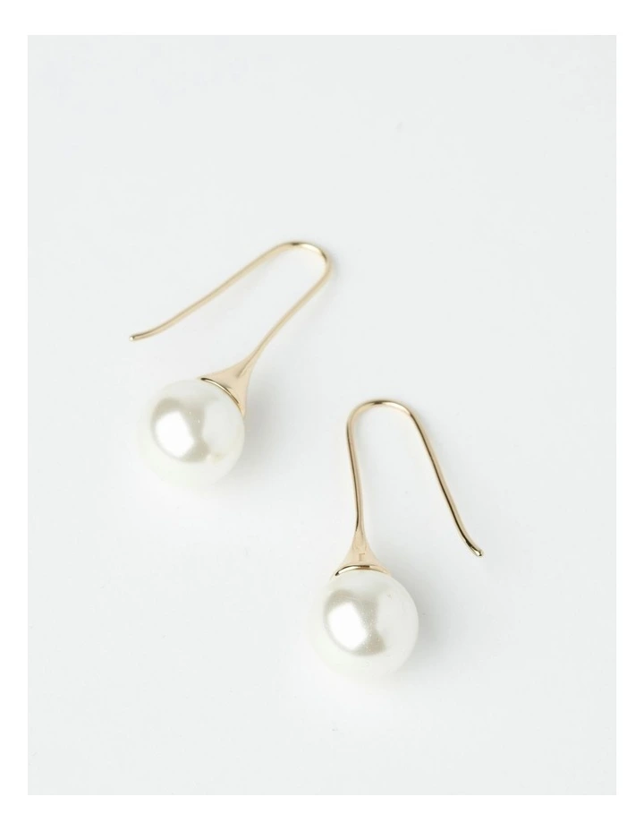 Large Pearl On Long Sleek Hook in Pearl image 1