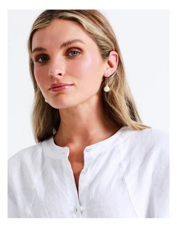 Large Pearl On Long Sleek Hook in Pearl image 2