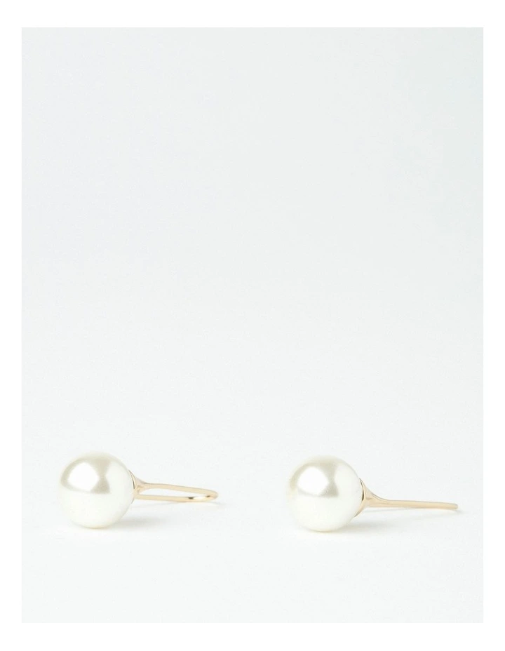 Large Pearl On Long Sleek Hook in Pearl image 3