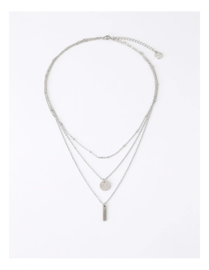 Stainless Steel 3 Layer Necklace in Silver image 1