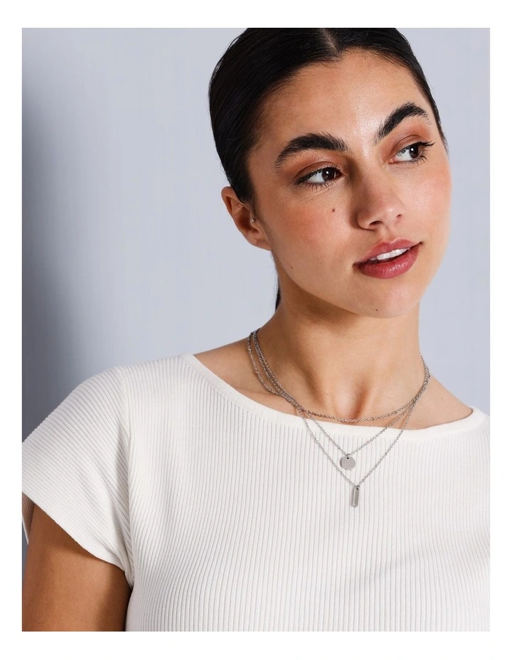 Stainless Steel 3 Layer Necklace in Silver image 2