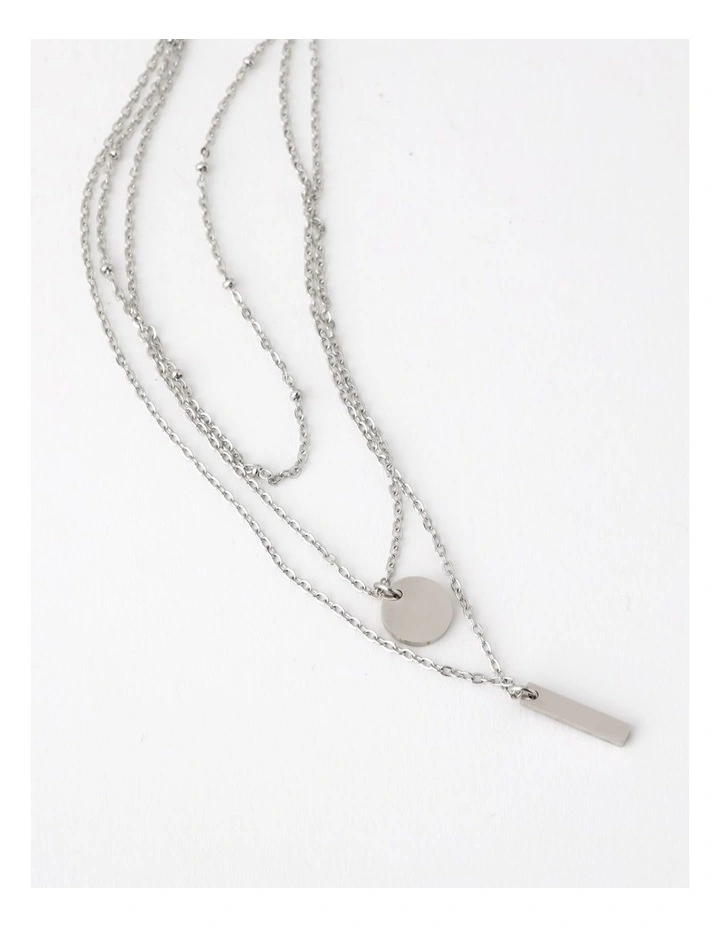 Stainless Steel 3 Layer Necklace in Silver image 2