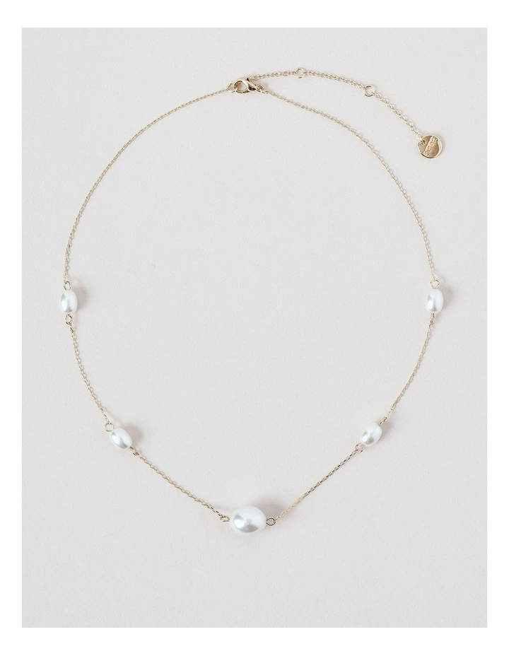 Pearl Station & Gem Necklace 3Pk in Gold image 5
