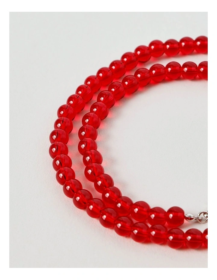 Beaded Necklace in Red image 3