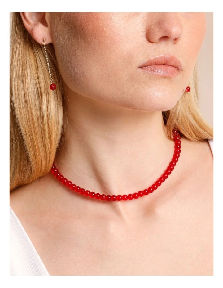 Beaded Necklace in Red image 4