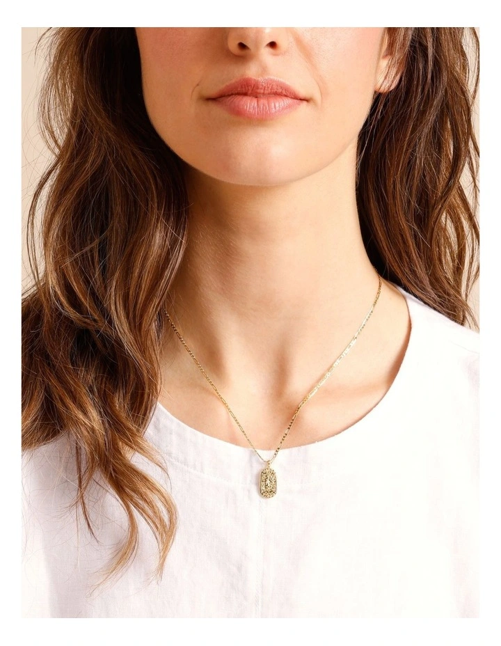 Oval Virgo Zodiac Necklace in Gold image 2