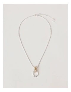 Two Tone Open Circle Necklace in Mixed Metal