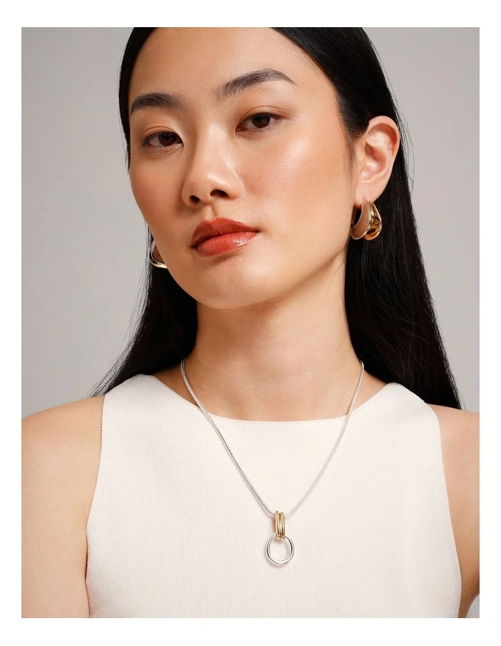 Two Tone Open Circle Necklace in Mixed Metal image 2