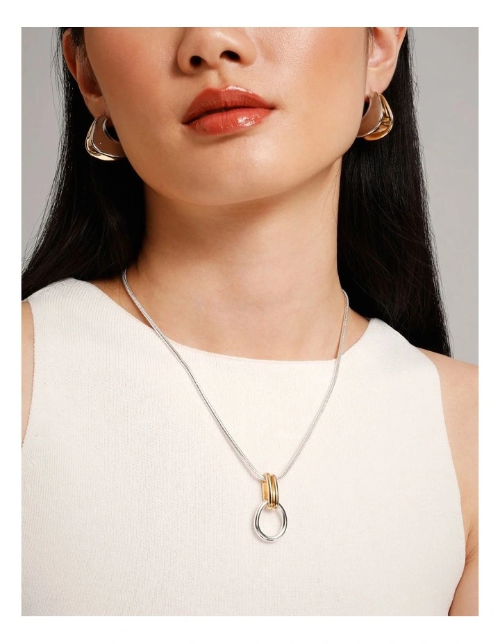 Two Tone Open Circle Necklace in Mixed Metal image 4