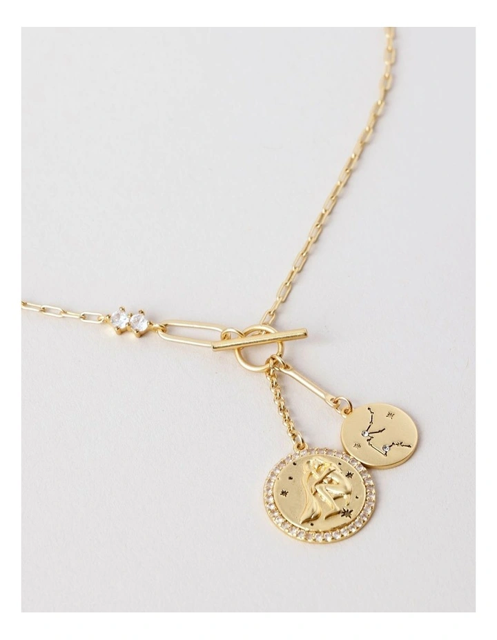 Aquarius Pendant Necklace in Gold image 2