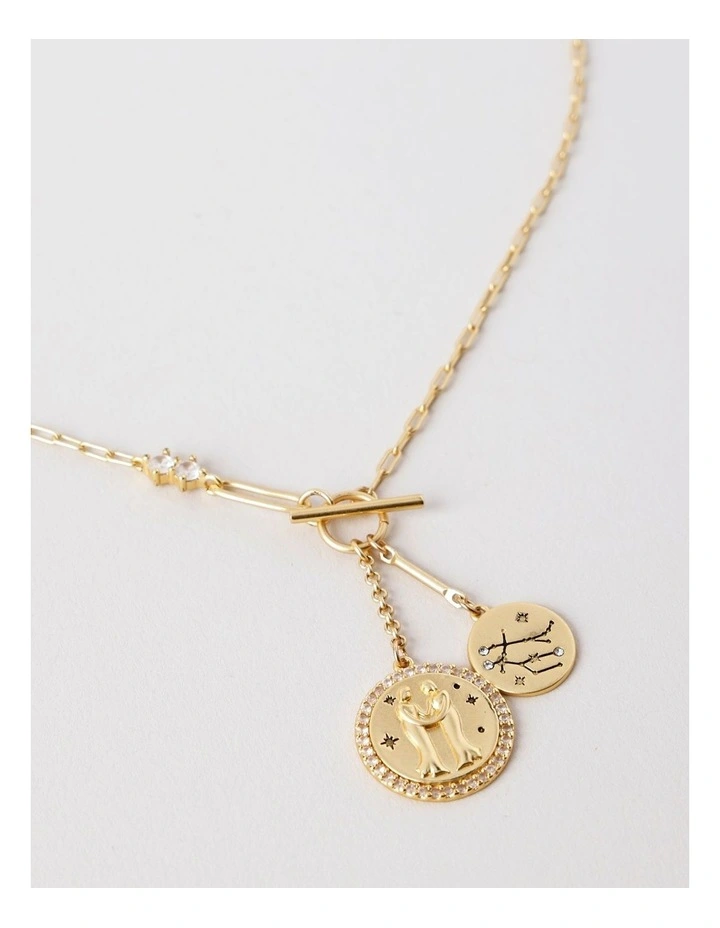 Gemini Pendant Necklace in Gold image 2