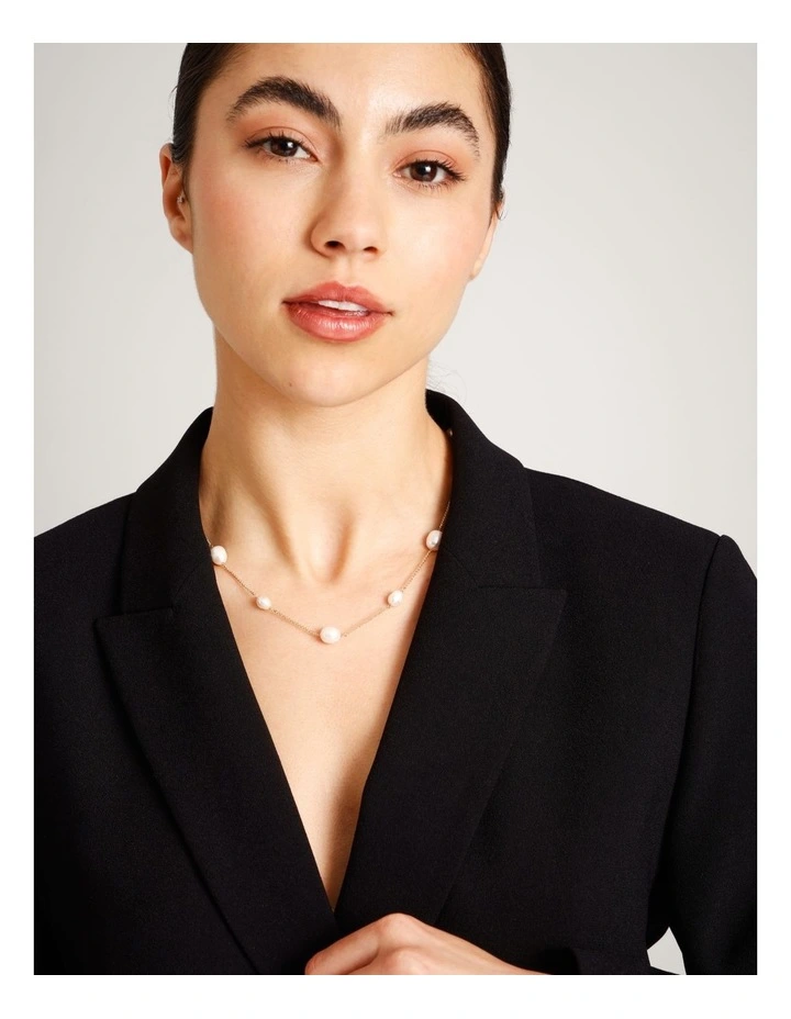 Pearl Station Necklace in Gold image 2