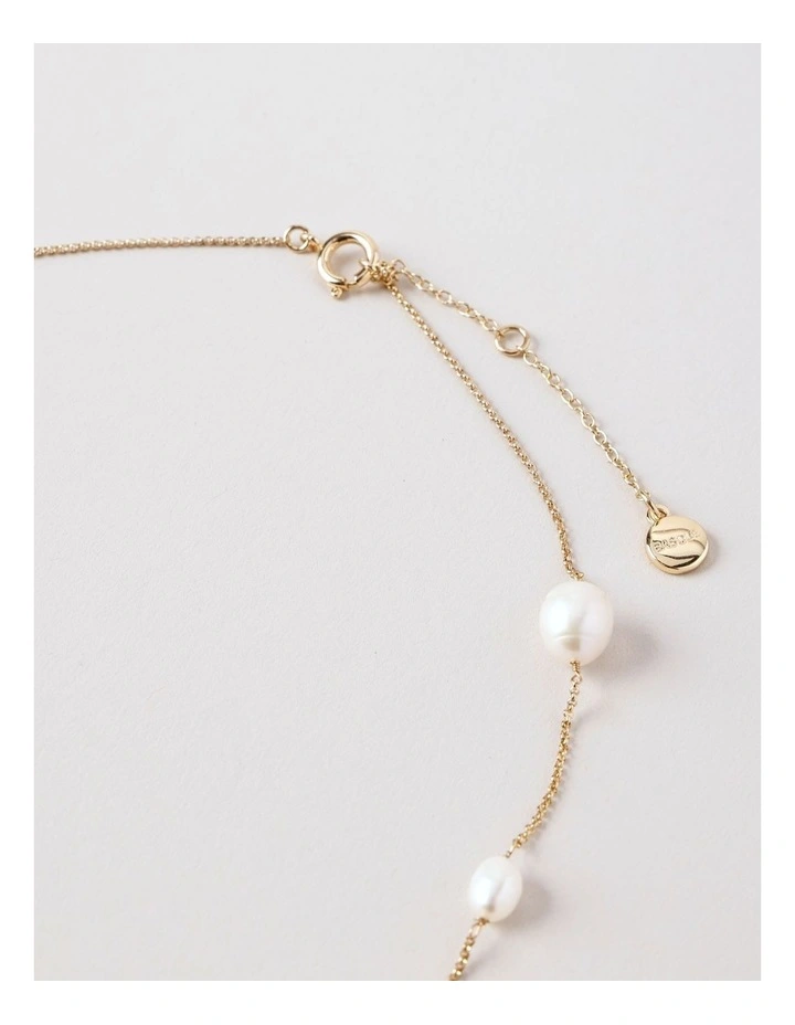 Pearl Station Necklace in Gold image 3