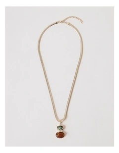 Stone Pendant Necklace in Gold