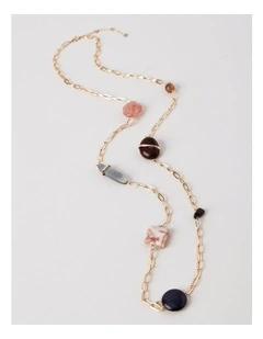 Multicolour Station Necklace in Gold