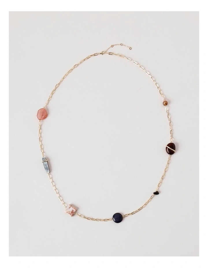 Multicolour Station Necklace in Gold image 2