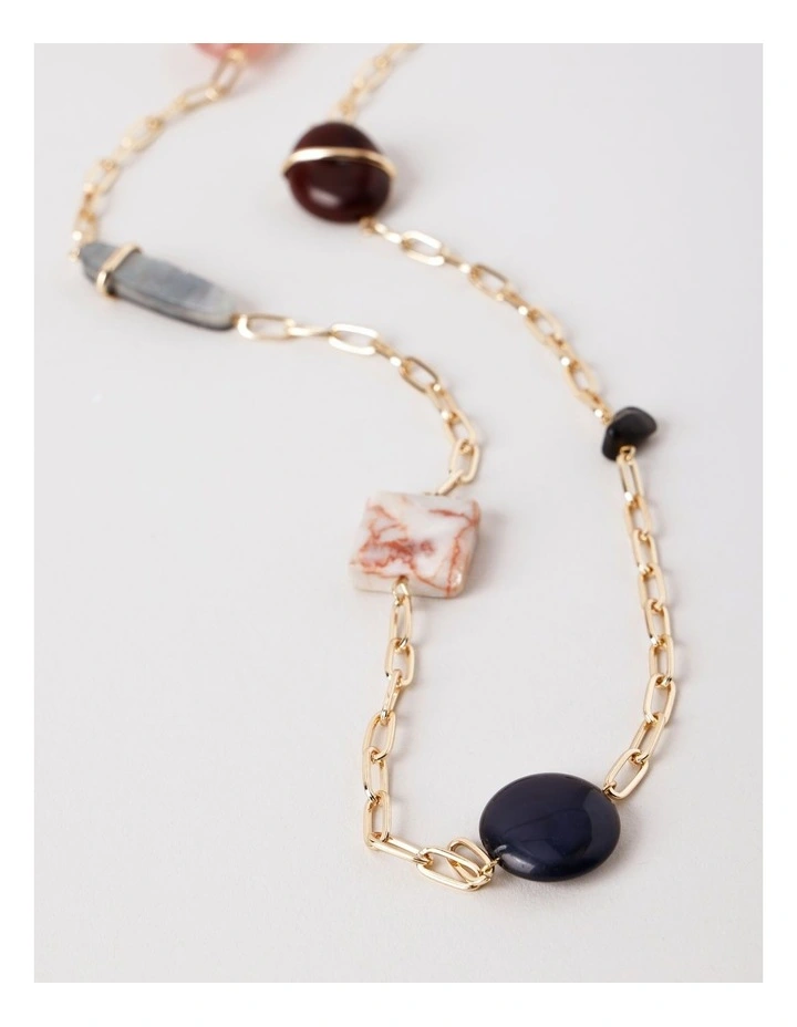 Multicolour Station Necklace in Gold image 3