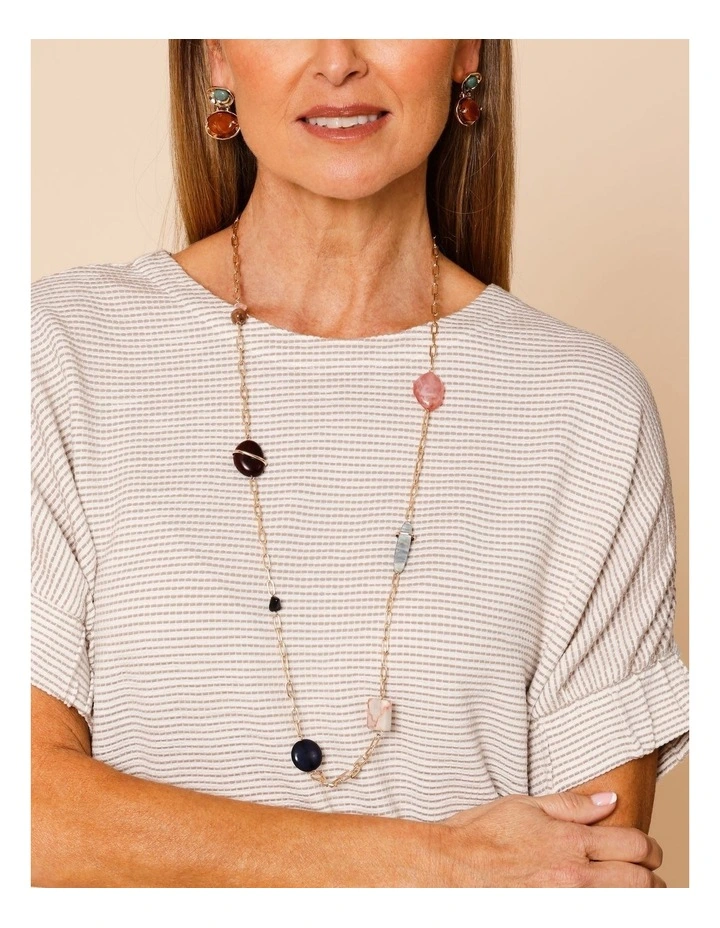 Multicolour Station Necklace in Gold image 4