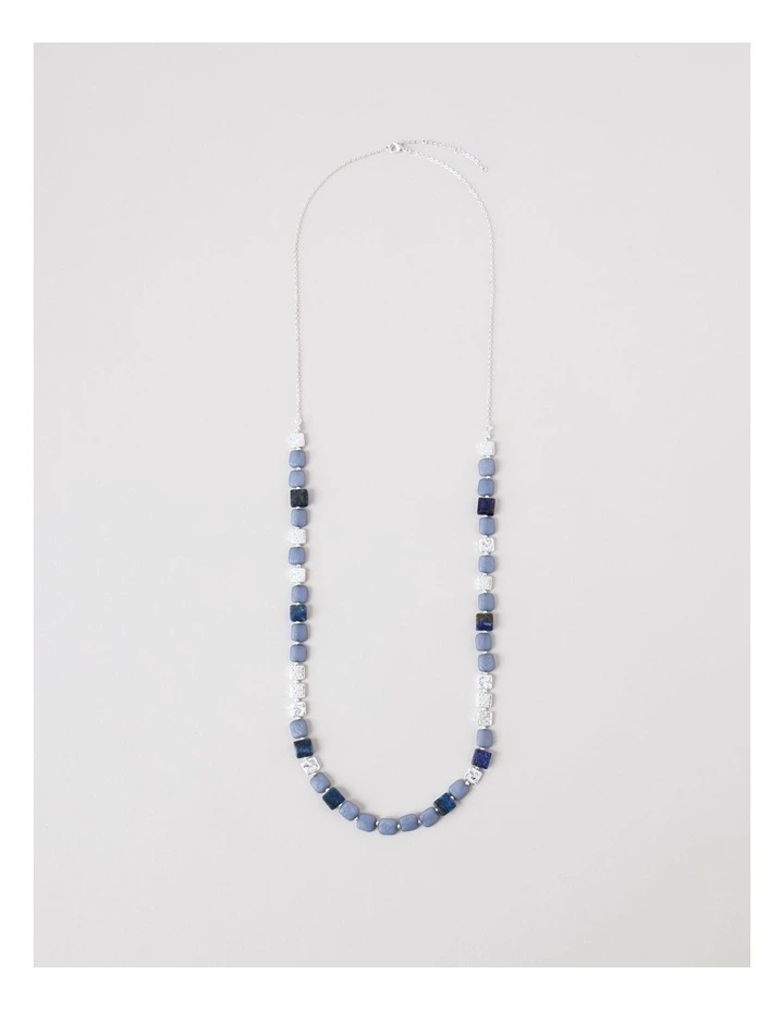 Square Bead Long Necklace in Blue image 1