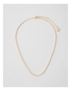 Cubic Zirconia Tennis Necklace in Gold