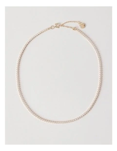 Cubic Zirconia Tennis Necklace in Gold