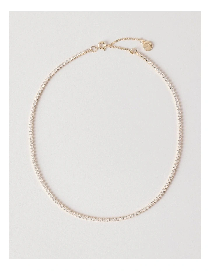 Cubic Zirconia Tennis Necklace in Gold image 1
