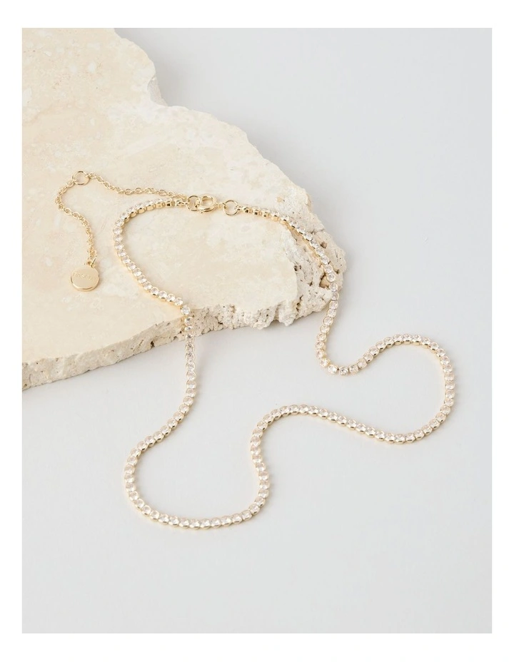Cubic Zirconia Tennis Necklace in Gold image 2