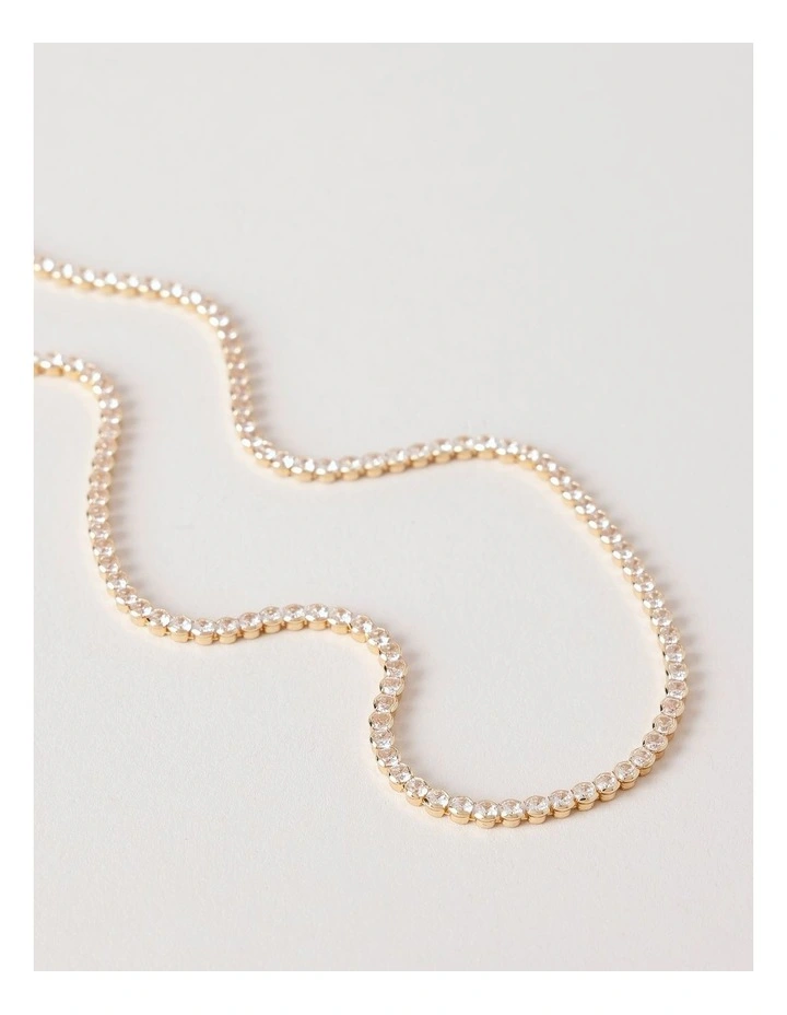 Cubic Zirconia Tennis Necklace in Gold image 2