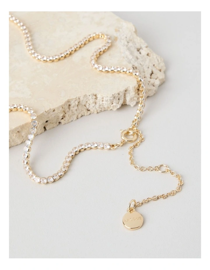 Cubic Zirconia Tennis Necklace in Gold image 3