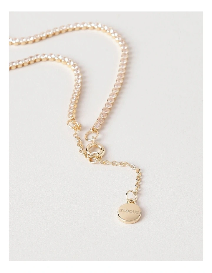 Cubic Zirconia Tennis Necklace in Gold image 3