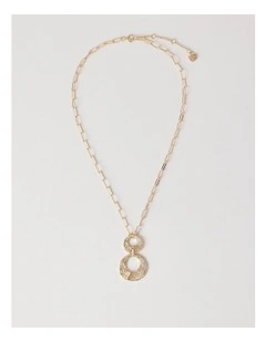 Hammered Diamante Pendant in Gold