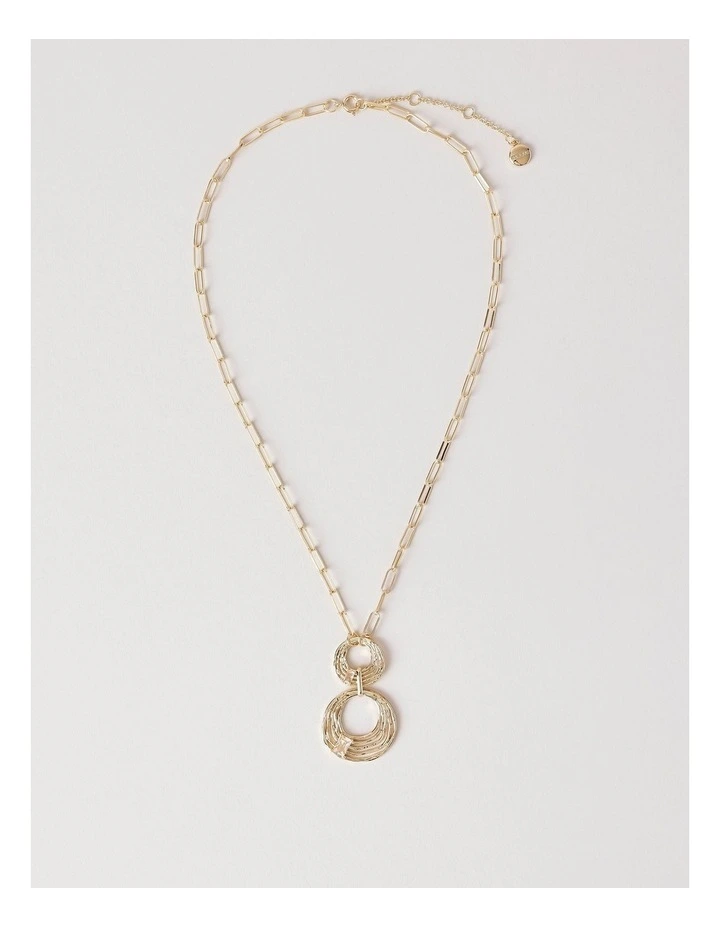 Hammered Diamante Pendant in Gold image 1