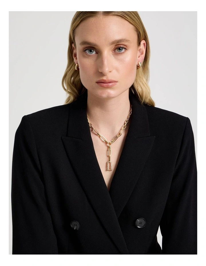 Diamante Chain Drop Necklace in Gold image 5