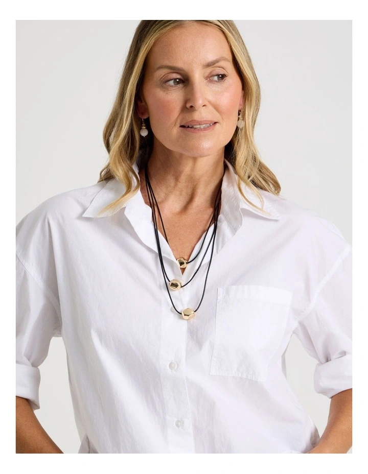 Cord Layered Necklace in Black/Gold image 2