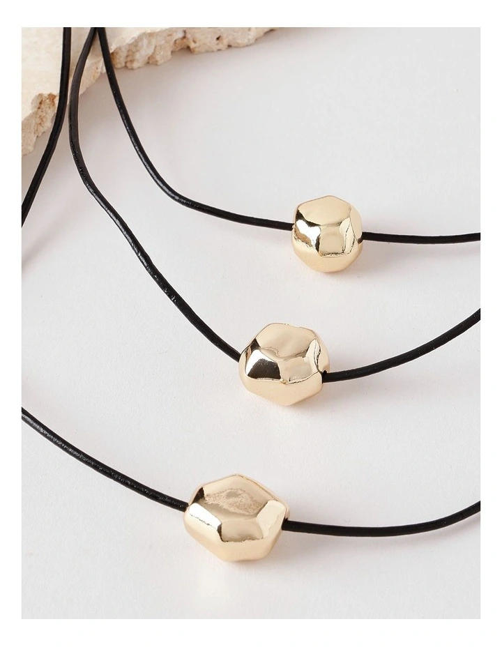 Cord Layered Necklace in Black/Gold image 3