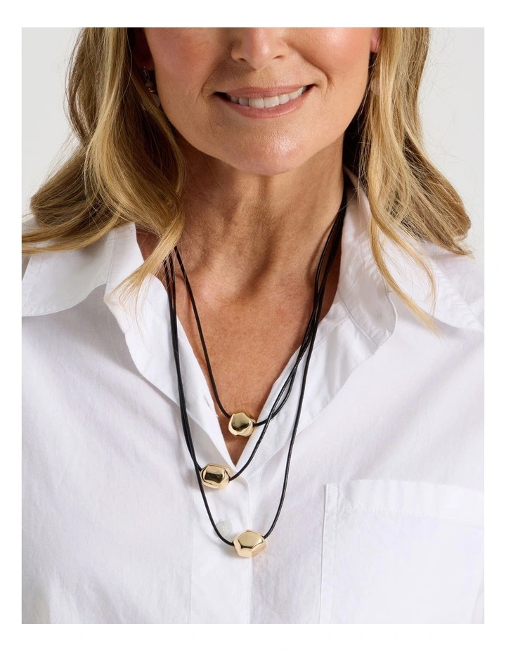 Cord Layered Necklace in Black/Gold image 4