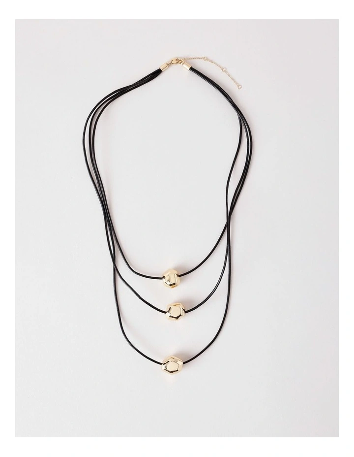 Cord Layered Necklace in Black/Gold image 5