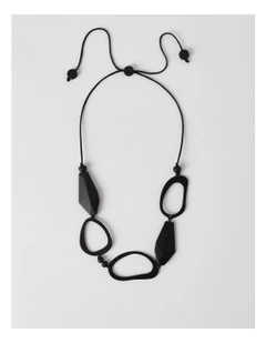 Open Bead Necklace in Black