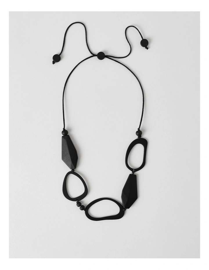 Open Bead Necklace in Black image 1
