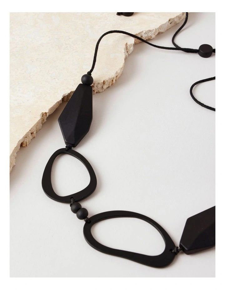 Open Bead Necklace in Black image 3