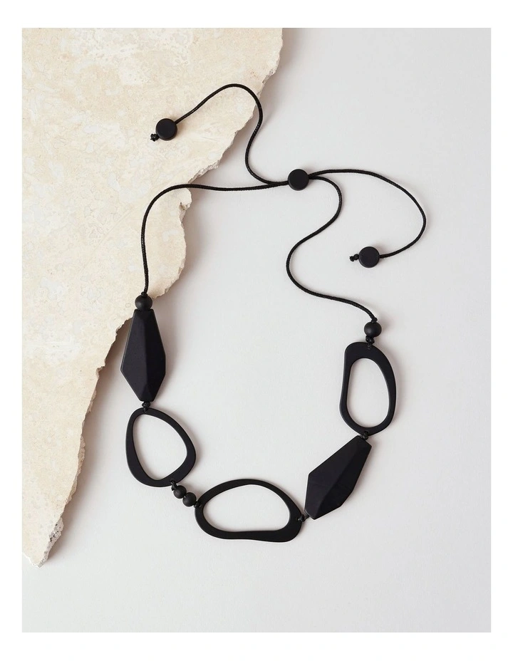 Open Bead Necklace in Black image 5