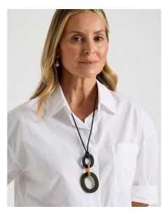 Multi Pendant Cord Necklace in Black/Brown