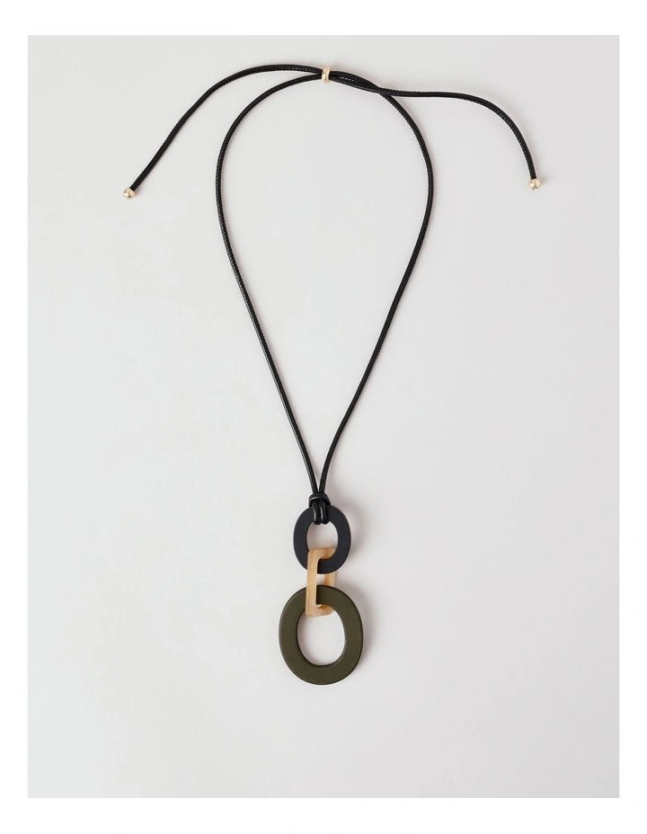 Multi Pendant Cord Necklace in Black/Brown image 1